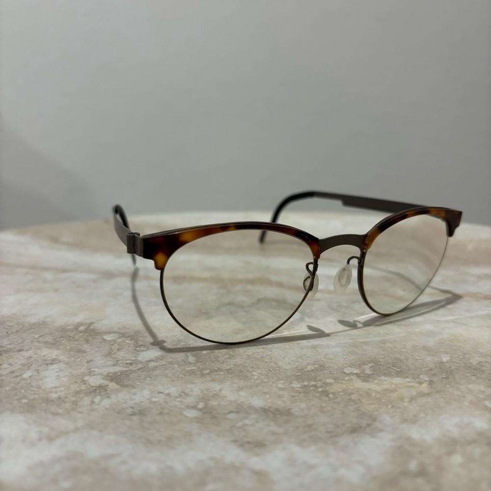 LINDBERG 9813 PU12 Havana Tortoise/Brown rounded metal frame eyeglasses